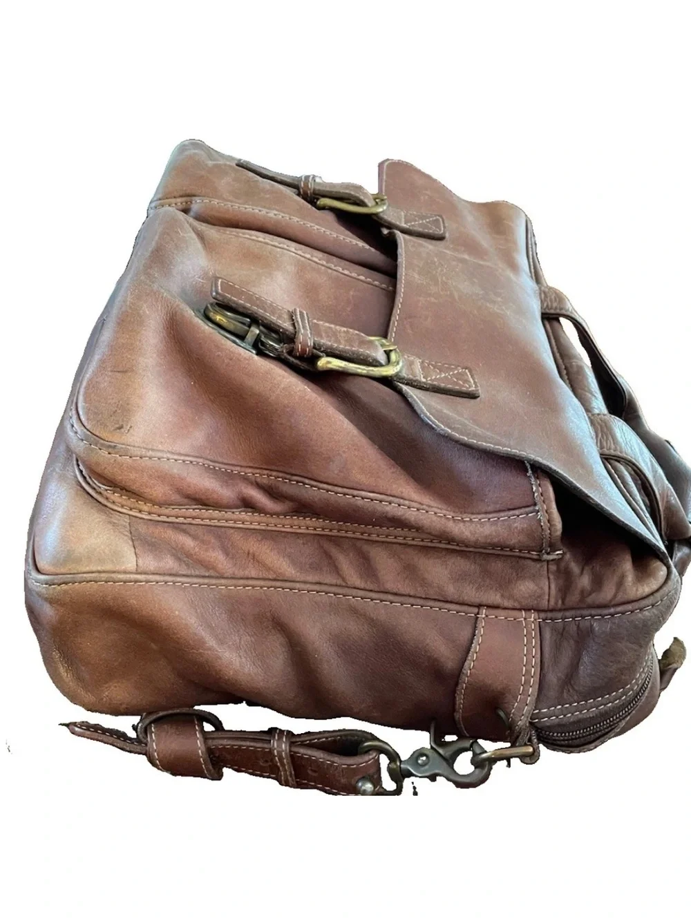 LL Bean Brown Leather Messenger Bag - Classic Work Satchel